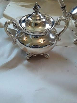 Vintage Reed & Barton REGENT 5600 3 PC Silverplate Tea Set Teapots & Sugar Pot 5