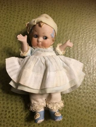 Antique All Bisque Googly Doll.  Watermelon Mouth.  Germany 4 3/4 "
