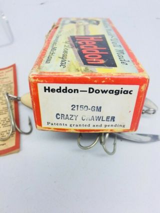 Vintage Tough Heddon Crazy Crawler Fishing Lure 2150 MUSKY MOUSE WOW 5