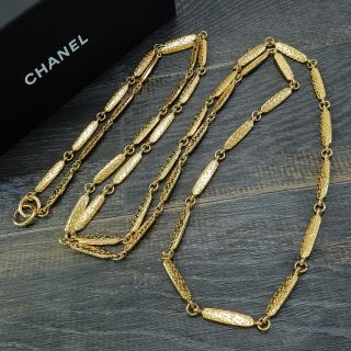 Chanel Gold Plated Cc Charm Vintage Long Chain Necklace 4456a Rise - On