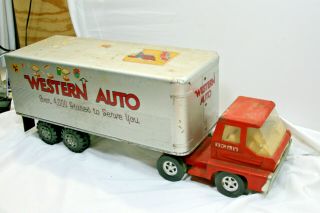 Vintage Marx Toys Western Auto Semi Truck Trailer Advertising Pressed Steel