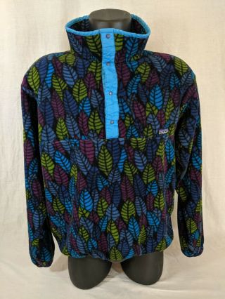 Vintage Patagonia Synchilla Fleece Snap - T Leaves Pullover Jacket Large Usa Rare