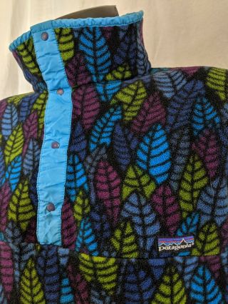 Vintage PATAGONIA Synchilla Fleece Snap - T Leaves Pullover Jacket LARGE USA RARE 2