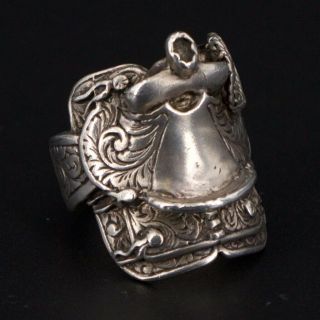 Vtg Sterling Silver Southwestern Ornate Filigree Saddle Rope Ring Size 8.  5 - 22g