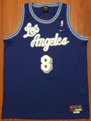 Vintage Authentic Nike Los Angeles Lakers Kobe Bryant Retro Blue Nba Jersey Sz L