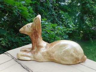 Vintage American Folk Art Primitive Sewer Tile Pottery Deer Hand Made Figurine
