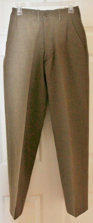 Vtg Ww2 Era Wool Military Pants Green Olive Drab - Button Fly - Sz W28xl3 - Schwartz