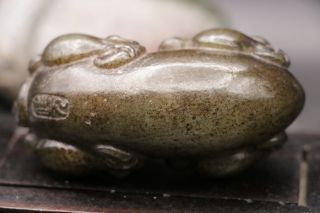 Chinese Vintage Sinkiang Jade wallowing Lucky Beast Jian Yuan Totem Carving 187G 4