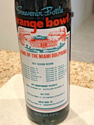 Vintage Dr.  Pepper 1972 Miami Dolphins Orange Bowl Souvenir Bottle Full 5