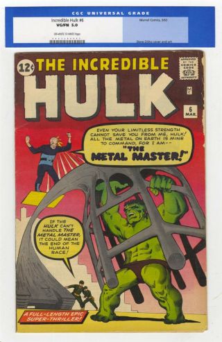 Incredible Hulk 6 Vg/f 5.  0 Vintage Marvel Key Final Issue 1st Metal Master