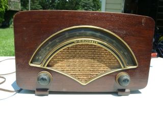 Vintage 1946 Zenith Model 8h034 Am/fm Radio Mid Century Modern All