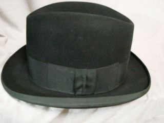 Vintage 40s Brooks Brothers Hat Fedora Black Homburg Vgc London 7 1/8