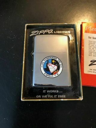 Vintage Zippo Lighter - Uss Ticonderoga Cvs 14 - Apollo 17 - Rare
