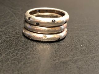 Vintage Barney’s Ny Set Of 3 Sterling Bands/rings.  Size 7.  75 Sapphires,  Diamonds,