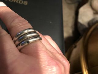 Vintage Barney’s NY Set Of 3 Sterling Bands/Rings.  Size 7.  75 Sapphires,  Diamonds, 6