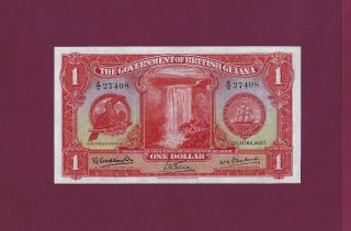 British Guiana 1 Dollar 1937 P - 12 Ef - Au Rare England Caribbean Trinidad Tobago