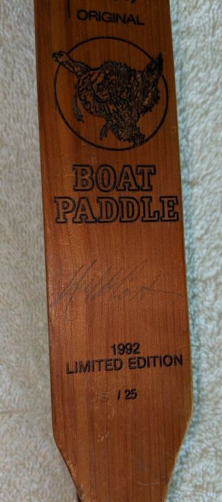 Vintage 1992 WILD TURKEY CALL Signed by Neil Cost Ltd Edition 18/25 Boat Paddle 3