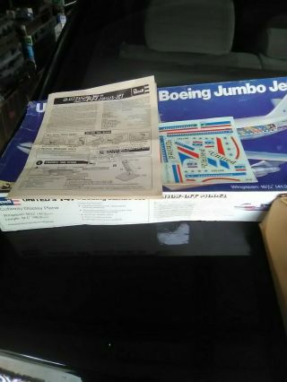 Vintage 1974 Revell 1/144 United ' s 747 - 122 Boeing Jumbo Jet model kit (. 5