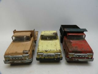 3x Three Vintage Tonka Toys Die Cast Metal Trucks 1961 1959 1958 Dump Cab Farm
