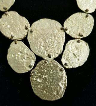 Vintage Anne Dick Hammered Wrought Brass Bronze Modernist Choker Necklace Signed