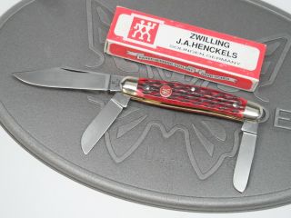 Vintage Zwilling J.  A.  Henckels Hk 3 - B Red Bone Stockman Solingen Germany Knife