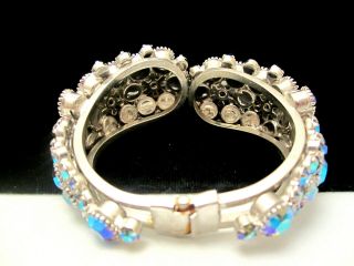 Rare Vintage Juliana D&E Silvertone Blue AB Rhinestone Clamper Bracelet M4 3