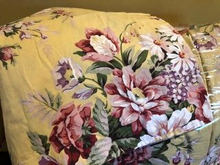 Vintage Ralph Lauren Yellow Sophie Brook Floral King Comforter & 2 King Shams 2