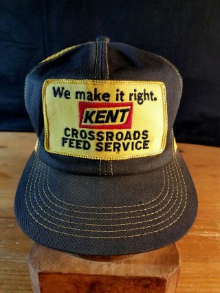 Vintage 1980s Kent Feed Service Snapback Cap.  K - Brand Usa