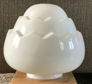 Deco Vintage Ceiling Light Globe Milk Glass Zig Zag Stepped Egg Artichoke Shape