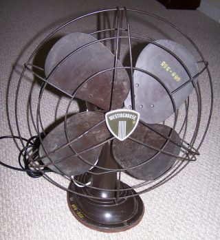 Vintage Westinghouse Military Edition Oscillating 3 Speed Fan 18 In Shield Badge