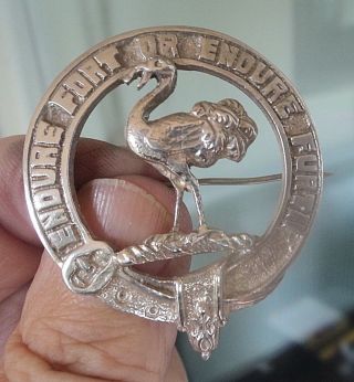 Vntage Silver Scottish Or Irish Brooch / Badge C.  1950s Clan Lindsay / Lindsey