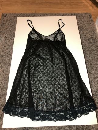 Vintage Tom Ford By Gucci Runway 98 Black Mesh Slip Gg Baby Doll Dress Size M