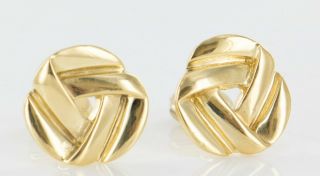 Vintage Tiffany & Co 18k 750 Yellow Gold Woven Trinity Ear Clip Earrings 11 Gram