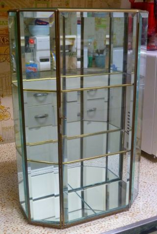 Vintage Beveled Glass Display Cabinet Small Curio Display Cabinet