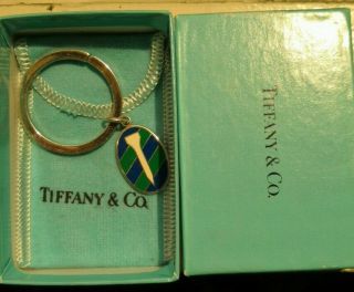 Tiffany & Co.  Vintage Sterling Silver Golf Tee Keychain Key Ring Pouch & Box