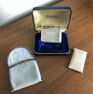 Vintage Ronson Adonis  Sterling Silver Lighter W/original Box Pouch