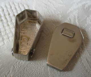 Antique / vintage solid silver 925 miniature Coffin pill box 3