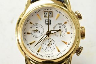 Vintage ESQ by Movado Upscale Men ' s Wristwatch/Chronograph/E5299 Great 3