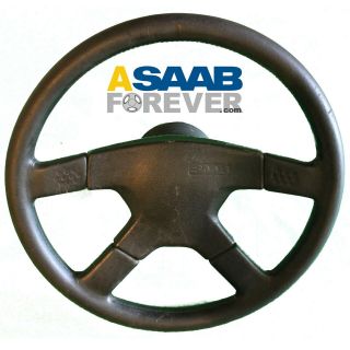 Saab 900 Momo Vintage Steering Wheel Leather W/ Hub Black Rare Dealer Accessory