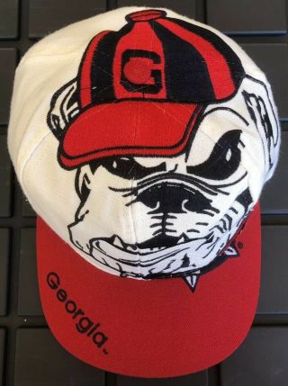 Vintage 90s Georgia Bulldogs The Game Big Logo Snapback Hat Wool Taiwan Uga