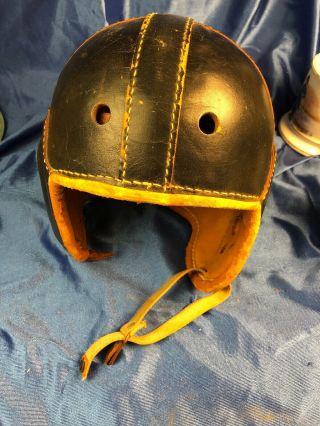 Vintage Old 1940’s Wilson Leather Open Face Football Helmet W/ Chin Strap