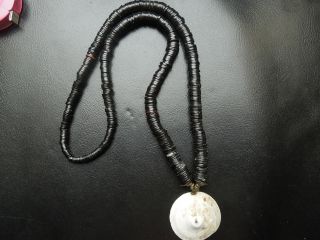 K973 Antique/vtg Tribal/etnic Black Coral Necklace See Descr