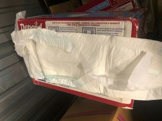1 - case 32 Large Vintage Depends Overnights Rare with Plastic Backing 7