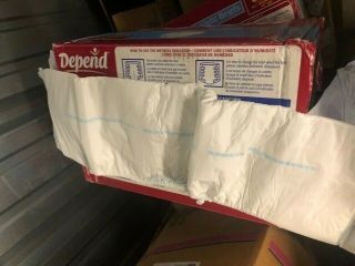 1 - case 32 Large Vintage Depends Overnights Rare with Plastic Backing 8