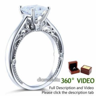 Vintage Art Deco Engagement Anniversary Ring 925 Silver Man Made Diamond