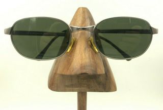 Vintage Giorgio Armani 636 815 Silver Metal Oval Sunglasses Frames Italy