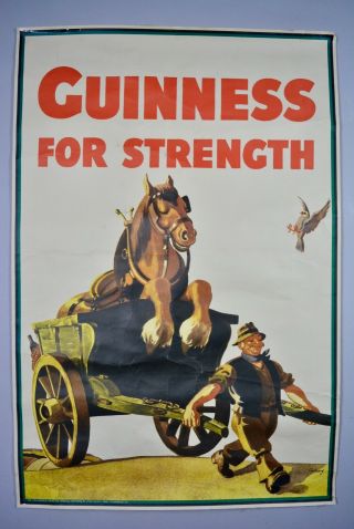 C.  1949 Guiness For Strength John Gilroy Signed Poster No.  9 Vtg Art Pos