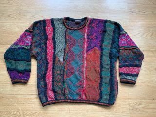 Iconic Vintage Vtg 90s Coogi Classic Made In Australia Rainbow Knit Sweater Xl