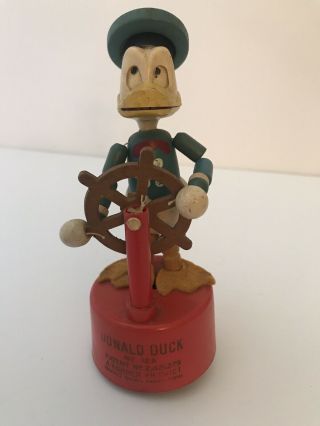 VINTAGE LATE 1940’s WALT DISNEY KOHNER DONALD DUCK WOOD PUSH UP TOY PUPPET 128 2