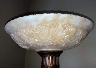 Vintage Torchiere Deco Grapevine Embossed Glass Lamp (shade Only) 16”